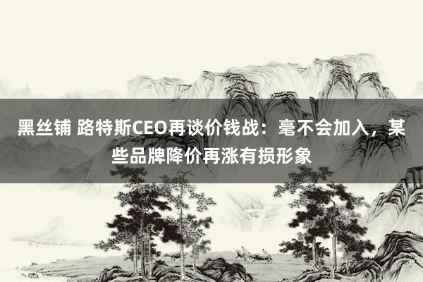 黑丝铺 路特斯CEO再谈价钱战：毫不会加入，某些品牌降价再涨有损形象