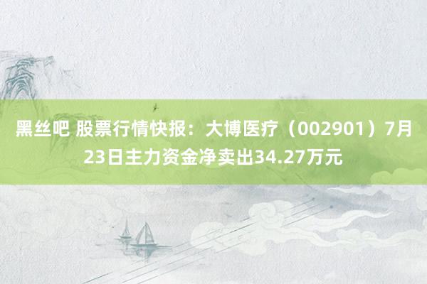 黑丝吧 股票行情快报：大博医疗（002901）7月23日主力资金净卖出34.27万元