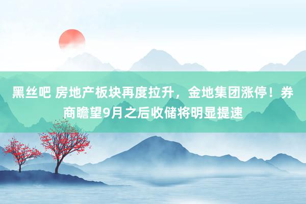 黑丝吧 房地产板块再度拉升，金地集团涨停！券商瞻望9月之后收储将明显提速