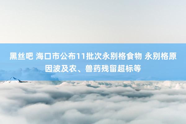 黑丝吧 海口市公布11批次永别格食物 永别格原因波及农、兽药残留超标等