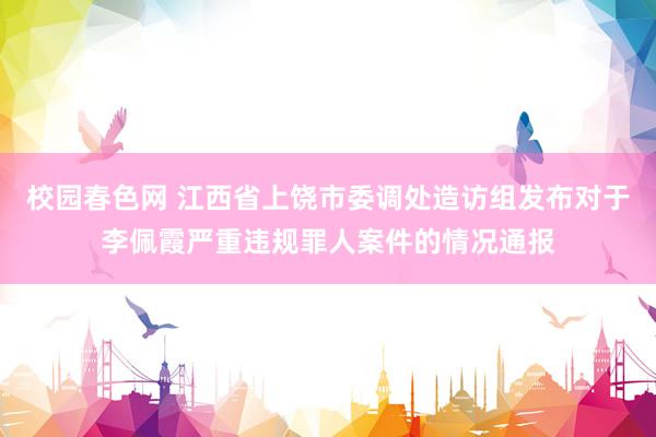 校园春色网 江西省上饶市委调处造访组发布对于李佩霞严重违规罪人案件的情况通报