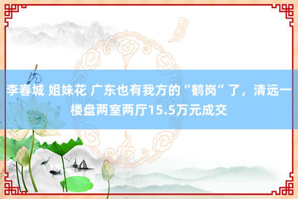 李春城 姐妹花 广东也有我方的“鹤岗”了，清远一楼盘两室两厅15.5万元成交