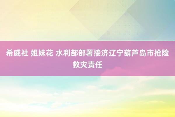 希威社 姐妹花 水利部部署接济辽宁葫芦岛市抢险救灾责任