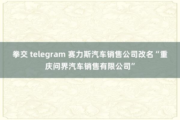 拳交 telegram 赛力斯汽车销售公司改名“重庆问界汽车销售有限公司”